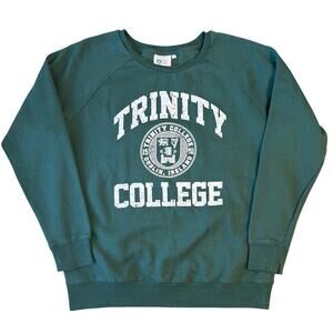 Trinity College Dublin Sweatshirt Ireland Crest Raglan Green Size Unisex XLarge